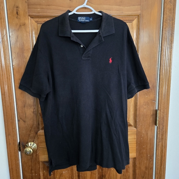 Polo Ralph Lauren Polo Shirt Black Red Pony Mens XL  100% Cotton - Picture 2 of 10